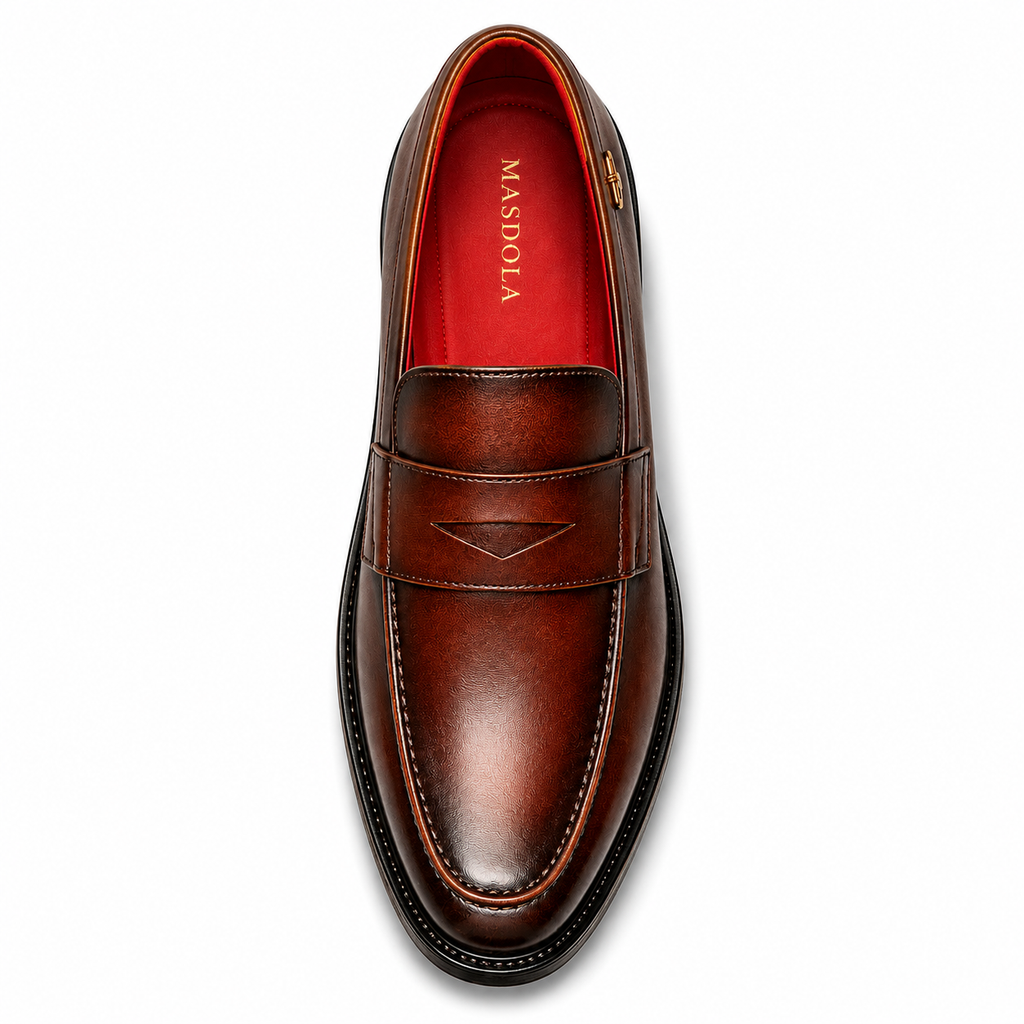Mokasyny męskie Penny Slip-On — skóra wegańska, podeszwa kauczukowa — Masdola, ujęcie 5