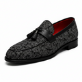 Mokasyny męskie Premium Black Paisley — skóra wegańska (syntetyczna) — buty męskie Masdola, zdjęcie główne