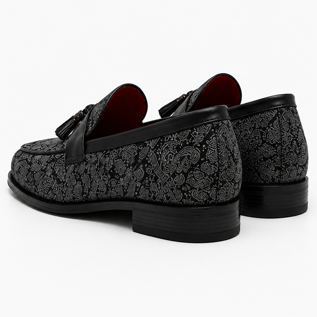 Mokasyny męskie Premium Black Paisley — skóra wegańska (syntetyczna) — Masdola, ujęcie 5