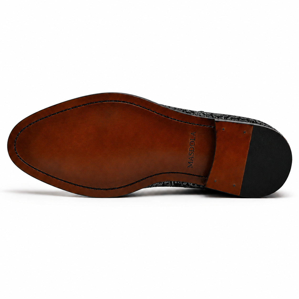 Mokasyny męskie Premium Black Paisley — skóra wegańska (syntetyczna) — Masdola, ujęcie 7