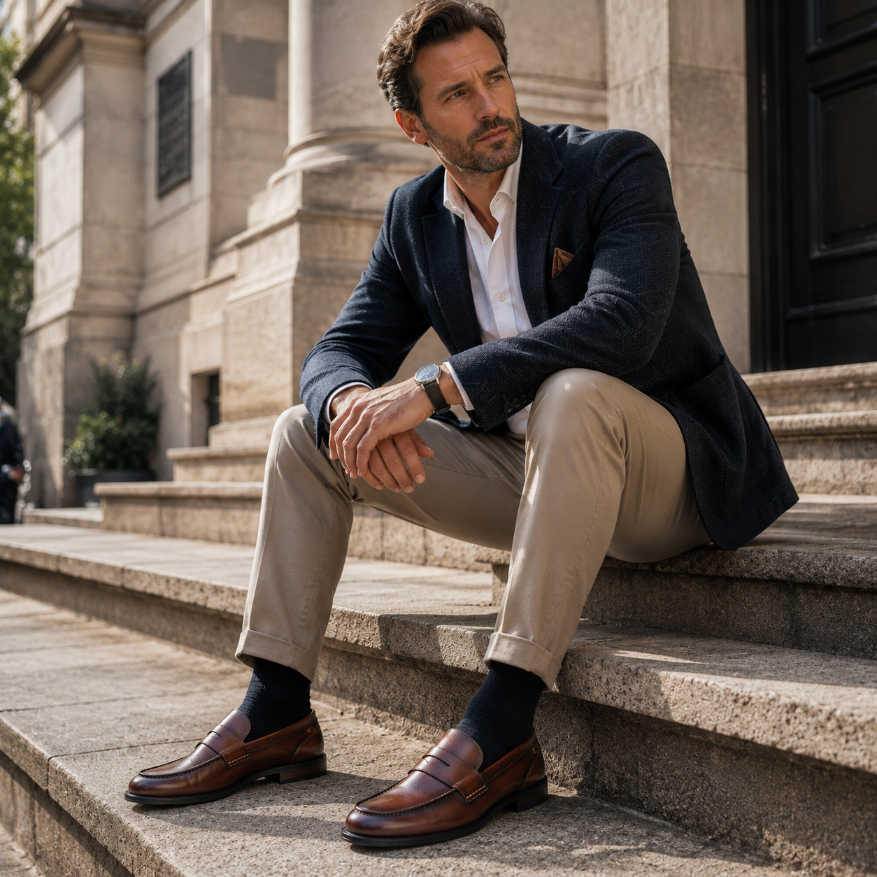 Mokasyny męskie Penny Slip-On — skóra wegańska, podeszwa kauczukowa — Masdola, ujęcie 8