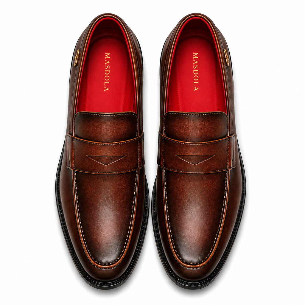 Mokasyny męskie Penny Slip-On — skóra wegańska, podeszwa kauczukowa — Masdola, ujęcie 6