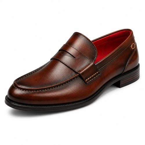 Mokasyny męskie Penny Slip-On — skóra wegańska, podeszwa kauczukowa — buty męskie Masdola, zdjęcie główne