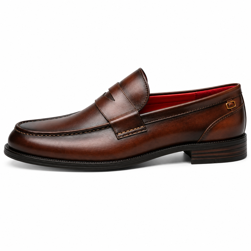 Mokasyny męskie Penny Slip-On — skóra wegańska, podeszwa kauczukowa — Masdola, ujęcie 2