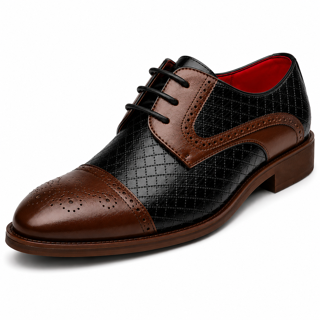 Oksfordy męskie Wingtip czarne — skóra wegańska (syntetyczna) — buty męskie Masdola, zdjęcie główne
