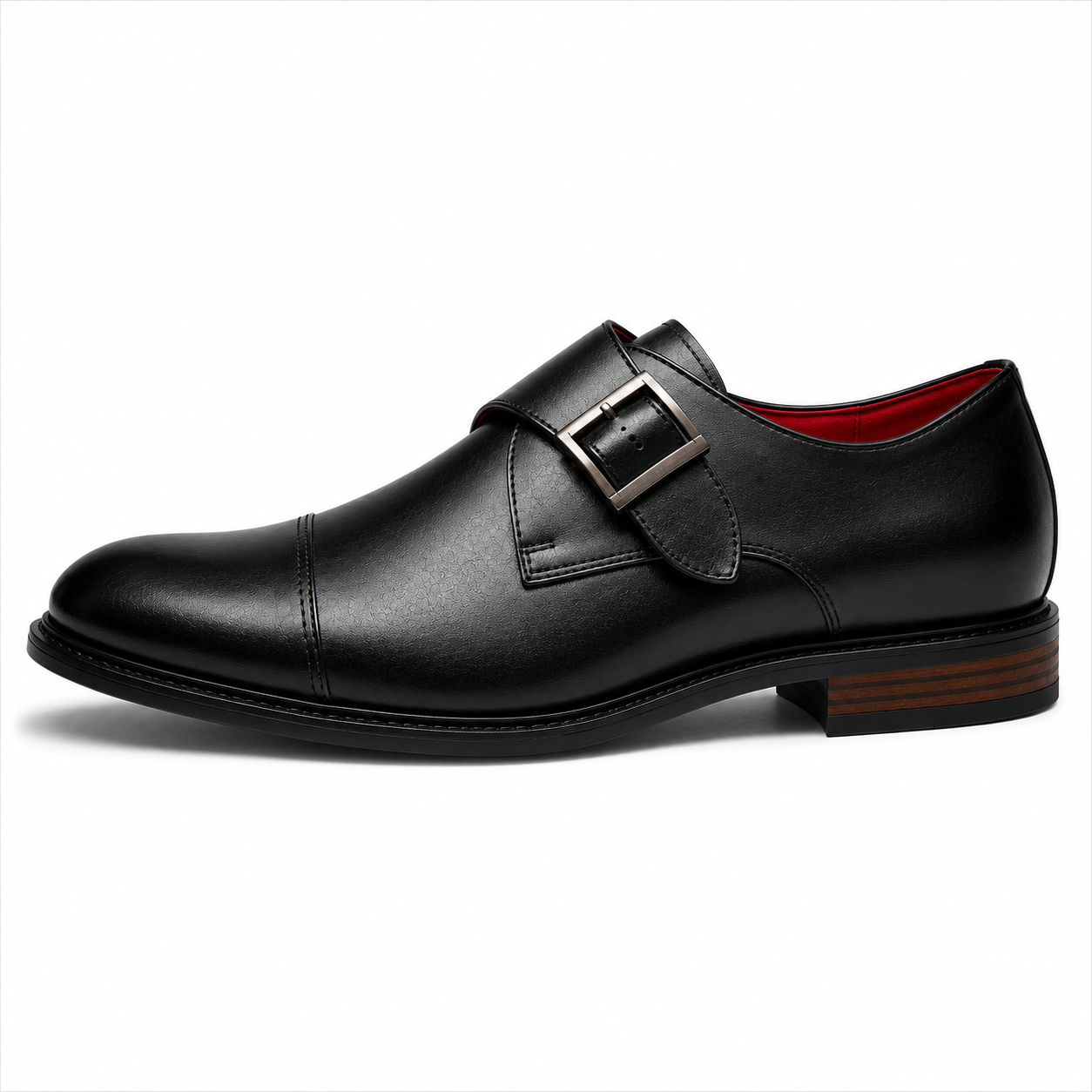 Monki męskie czarne — single monk strap, skóra wegańska (syntetyczna) — Masdola, ujęcie 2