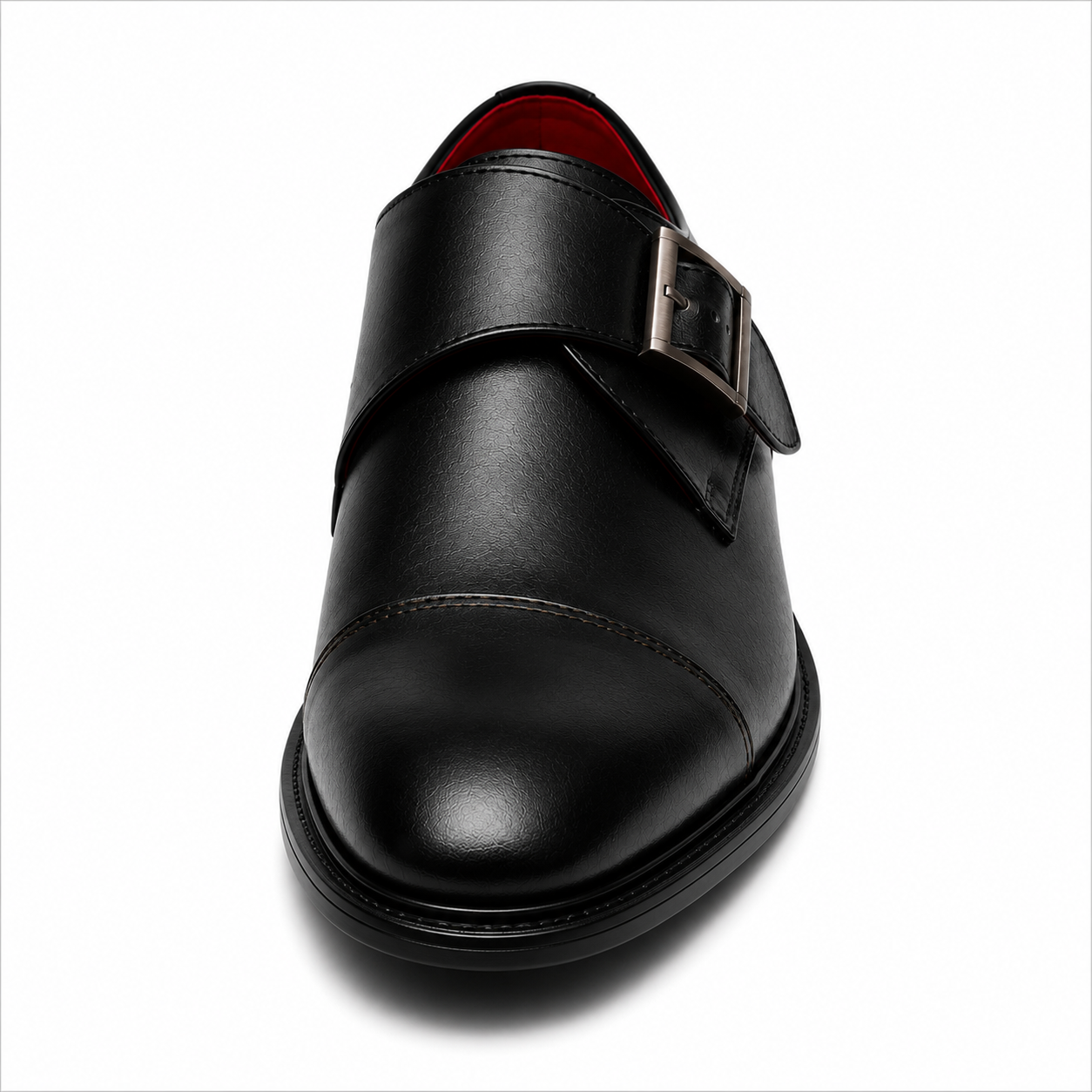 Monki męskie czarne — single monk strap, skóra wegańska (syntetyczna) — Masdola, ujęcie 3