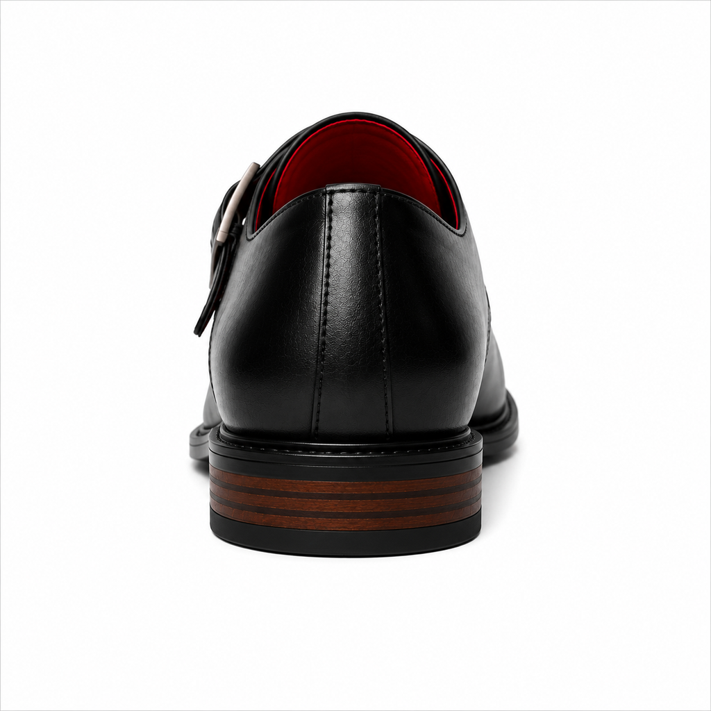Monki męskie czarne — single monk strap, skóra wegańska (syntetyczna) — Masdola, ujęcie 4