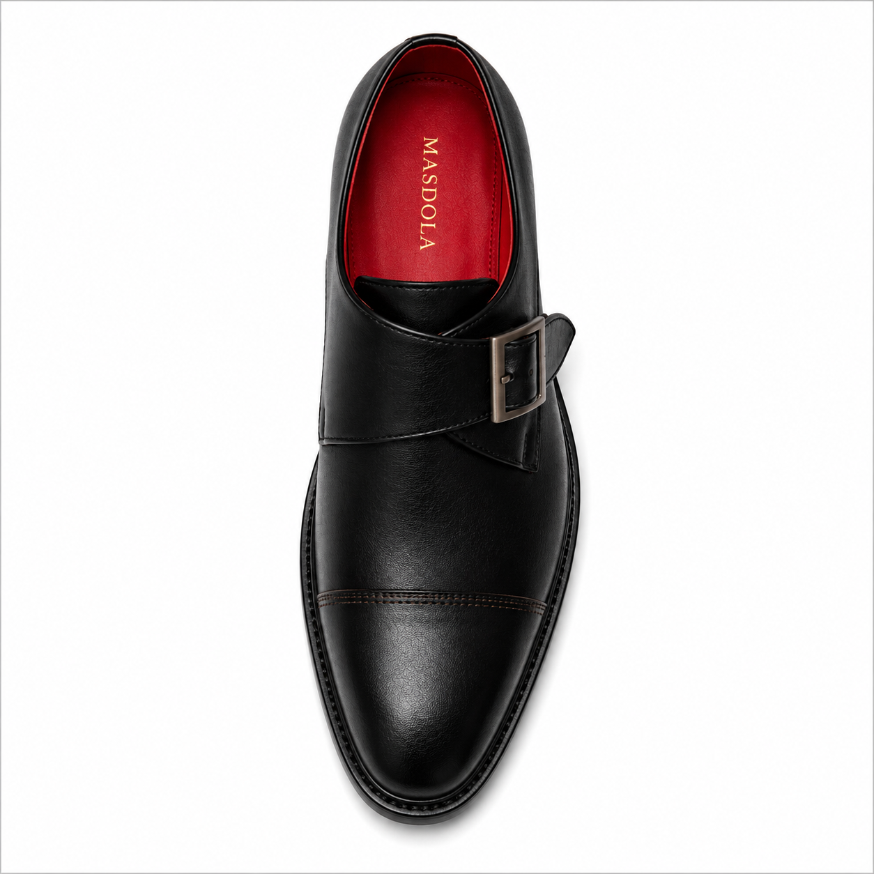 Monki męskie czarne — single monk strap, skóra wegańska (syntetyczna) — Masdola, ujęcie 5