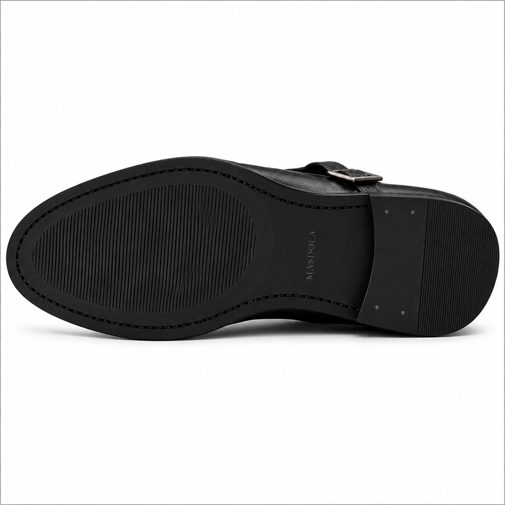 Monki męskie czarne — single monk strap, skóra wegańska (syntetyczna) — Masdola, ujęcie 7