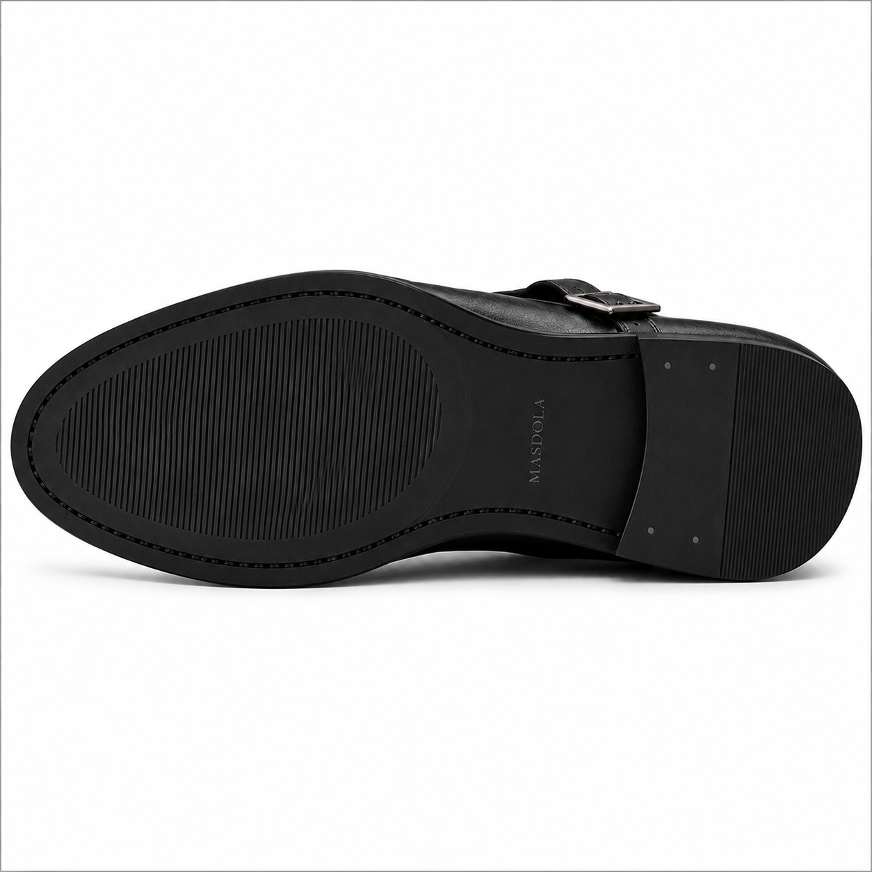 Monki męskie czarne — single monk strap, skóra wegańska (syntetyczna) — Masdola, ujęcie 7