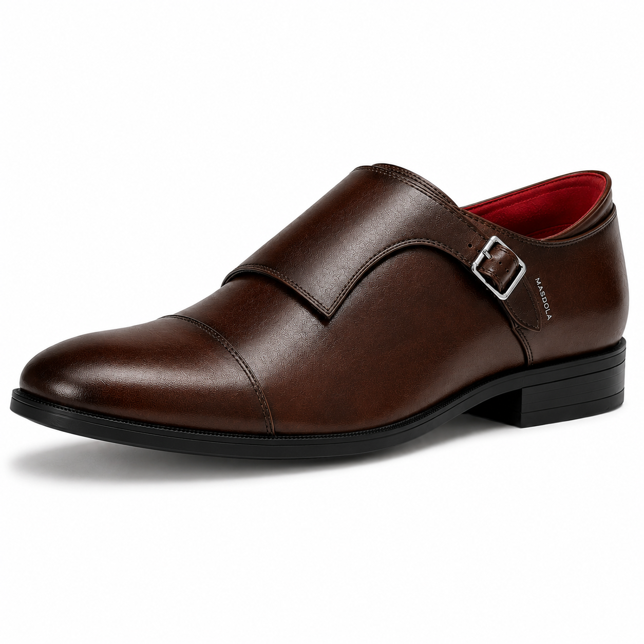 Monki męskie brąz kawowy — single monk strap, skóra wegańska (syntetyczna) — buty męskie Masdola, zdjęcie główne