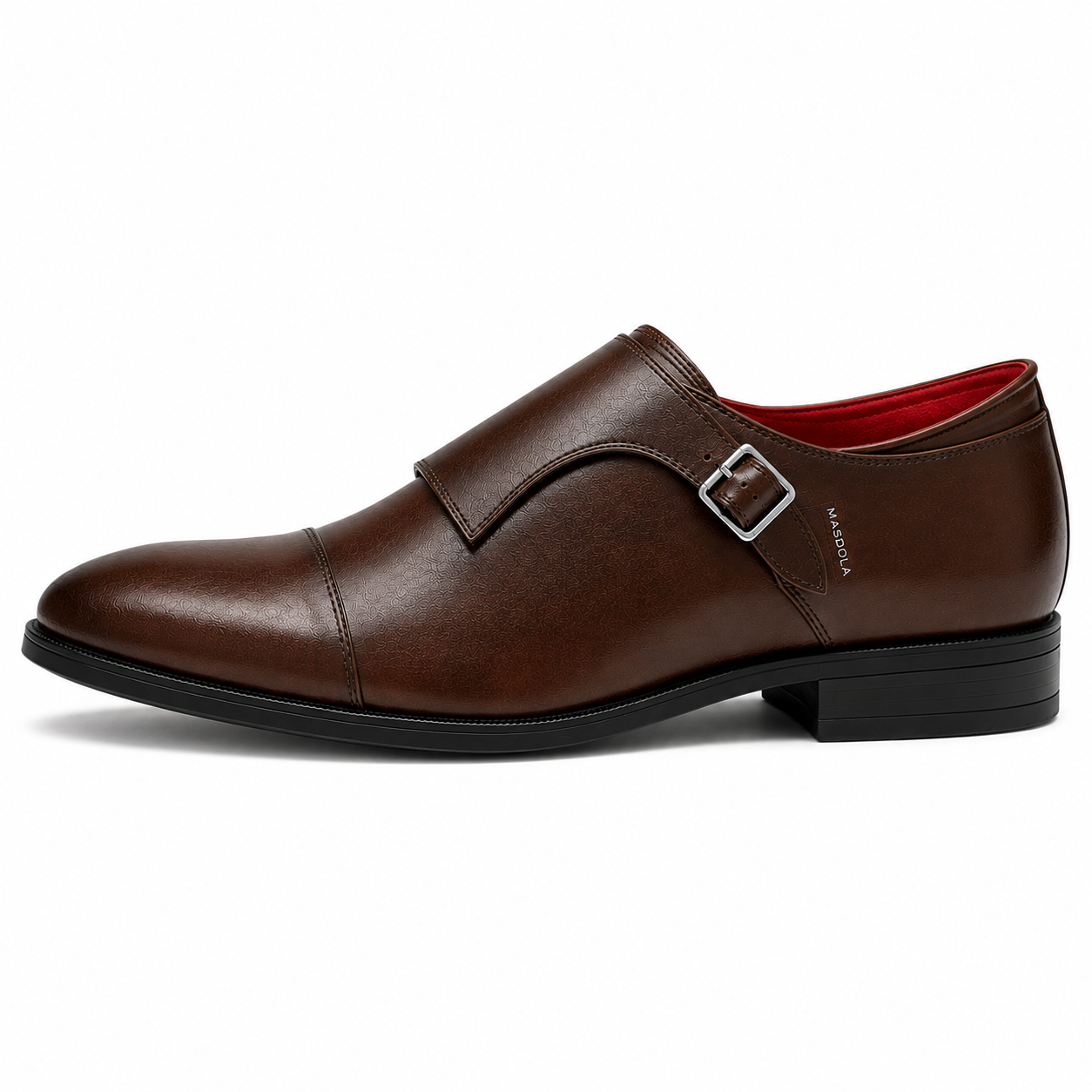 Monki męskie brąz kawowy — single monk strap, skóra wegańska (syntetyczna) — Masdola, ujęcie 2