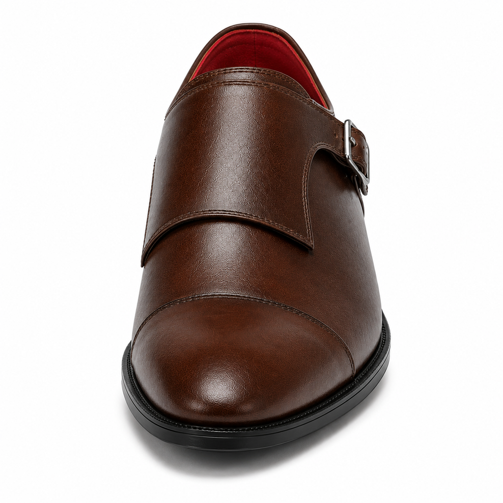Monki męskie brąz kawowy — single monk strap, skóra wegańska (syntetyczna) — Masdola, ujęcie 3
