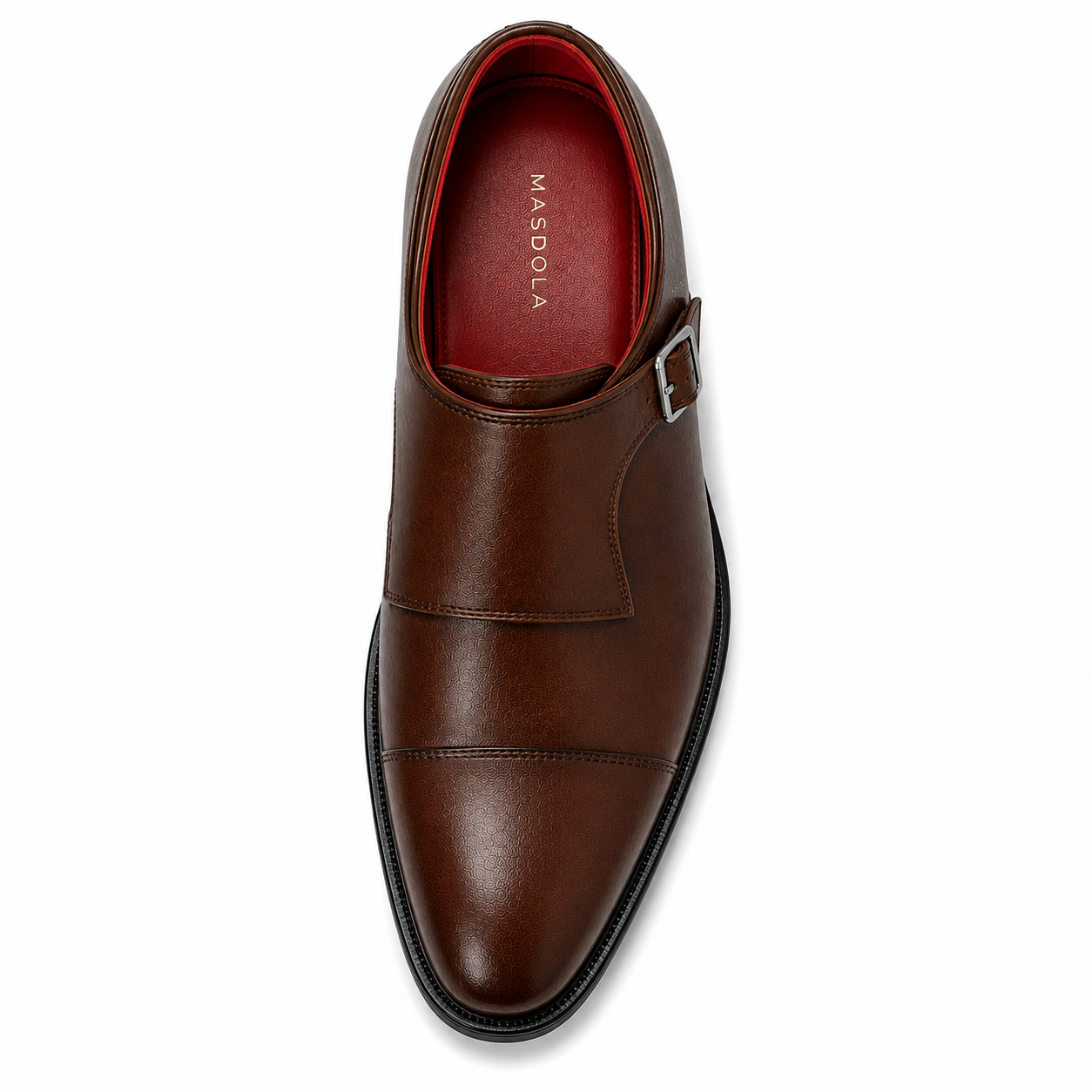 Monki męskie brąz kawowy — single monk strap, skóra wegańska (syntetyczna) — Masdola, ujęcie 5