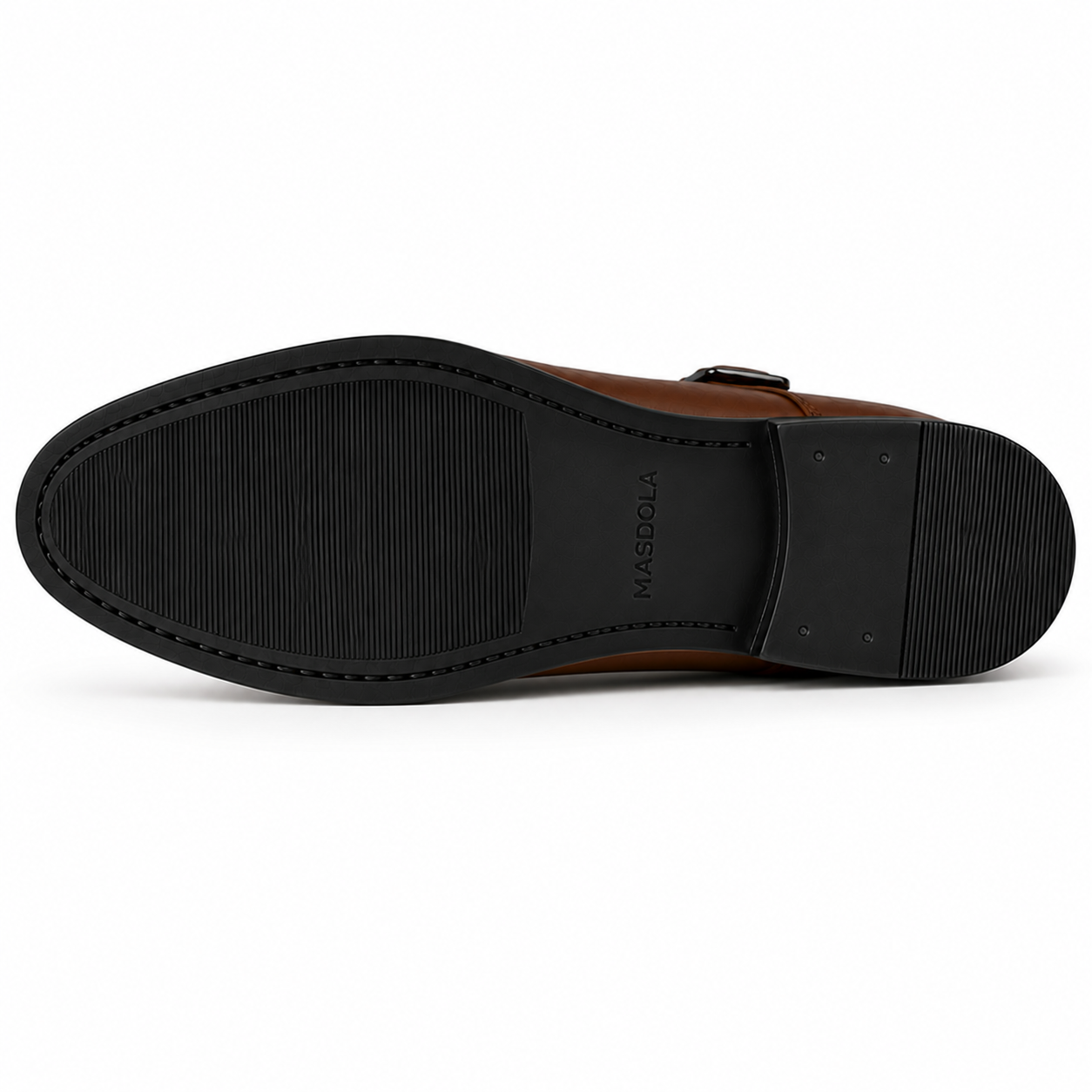 Monki męskie brąz kawowy — single monk strap, skóra wegańska (syntetyczna) — Masdola, ujęcie 7